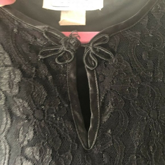 Vintage Black Lace Mini Dress Tunic Impressions of California Long Sleeve - Picture 4 of 7